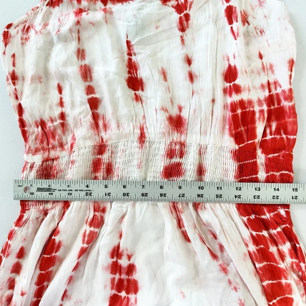 Studio West Maxi Dress Size M Orange White Tie Dye Lace Trim Sleeveless Boho NWT